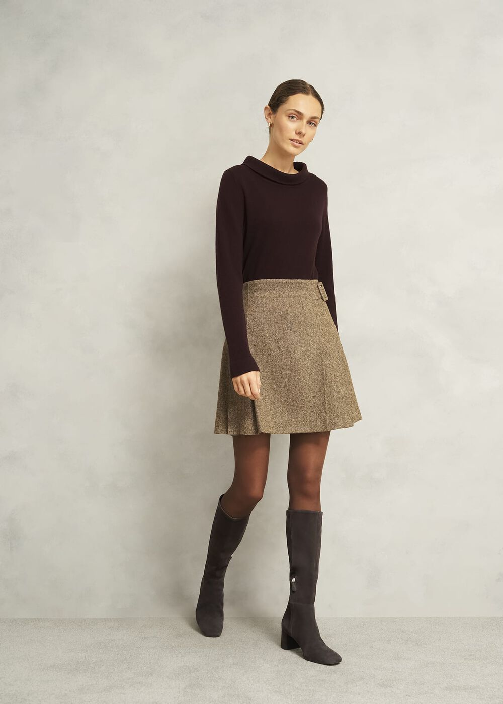 Betsy Suede Knee Boots, Chocolate Brown, hi-res