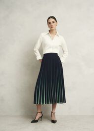 Vida Pleated Skirt, Navy Green, hi-res