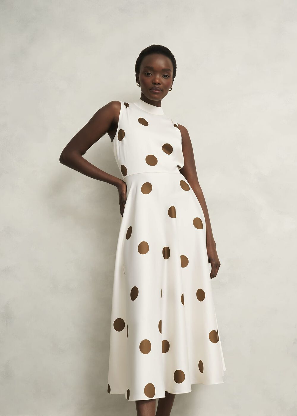 Petite Mia Spot Dress, Ivory Brown, hi-res