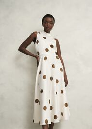 Petite Mia Spot Dress, Ivory Brown, hi-res