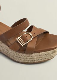 Paloma Leather Espadrilles, Tan, hi-res