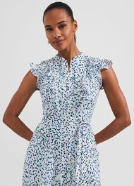 Georgiana Printed Fit And Flare Dress, Blue Multi, hi-res