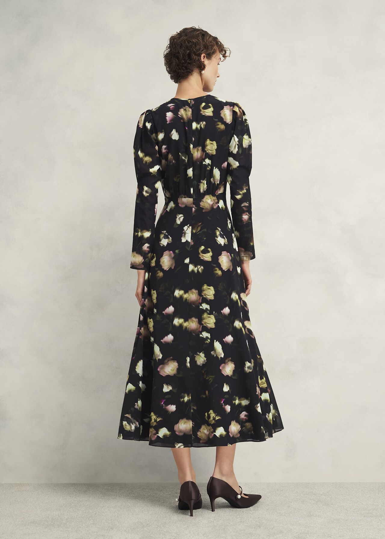 Windermere Silk Dress, Black Multi, hi-res
