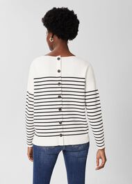 Petra Cotton Striped Sweater, Ivory Navy, hi-res
