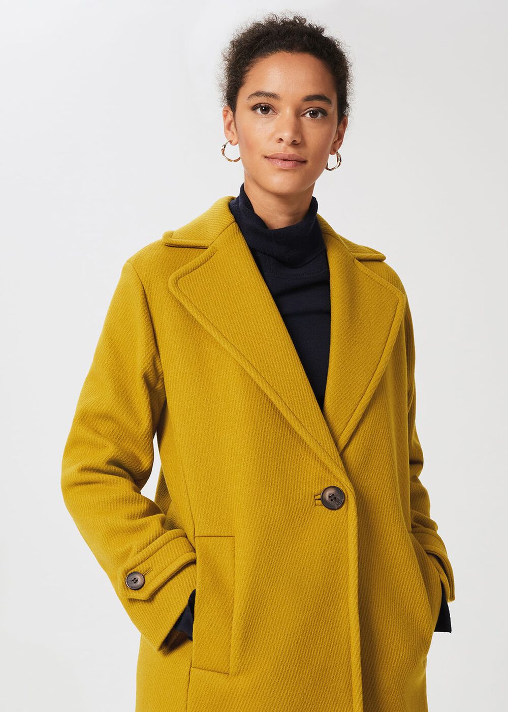 Carmina Wool Blend Coat, Light Ochre, hi-res
