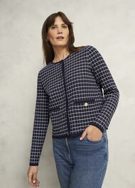 Enya Knitted Jacket, Midnight Ivory, hi-res