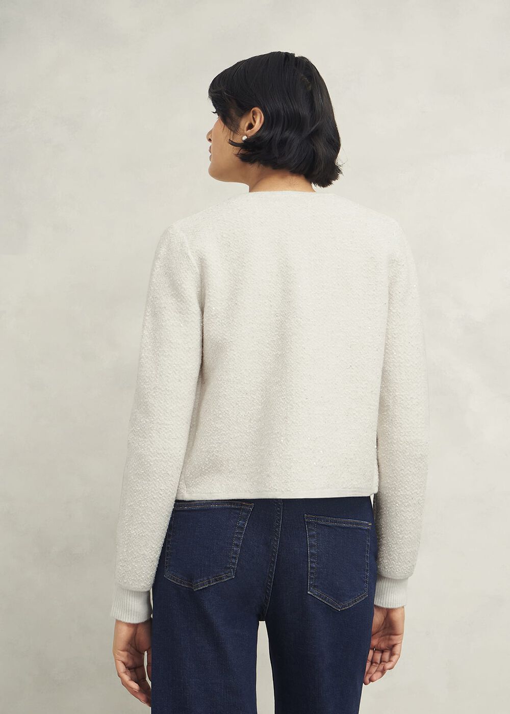 Zayla Sparkle Knitted Jacket, Ivory, hi-res