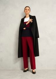 Burgundy Alice Colour Block Crew Neck Knitted Sweater, Beryl Black, hi-res