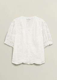 Chiara Broderie Blouse, Hobbs White, hi-res