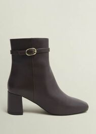 Gabriella Leather Ankle Boots, Chocolate Brown, hi-res