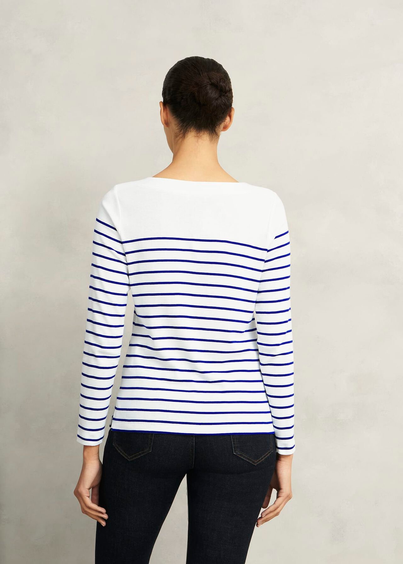 Constance Cotton Striped Top, White Blue, hi-res
