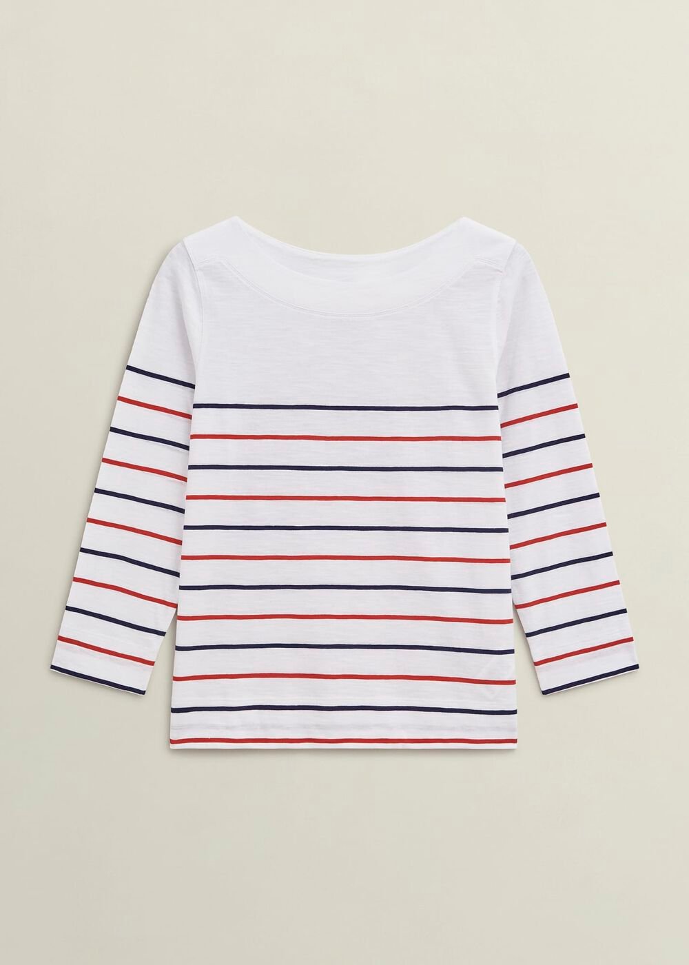 Avia Cotton Slub Striped T-Shirt, White Red Navy, hi-res