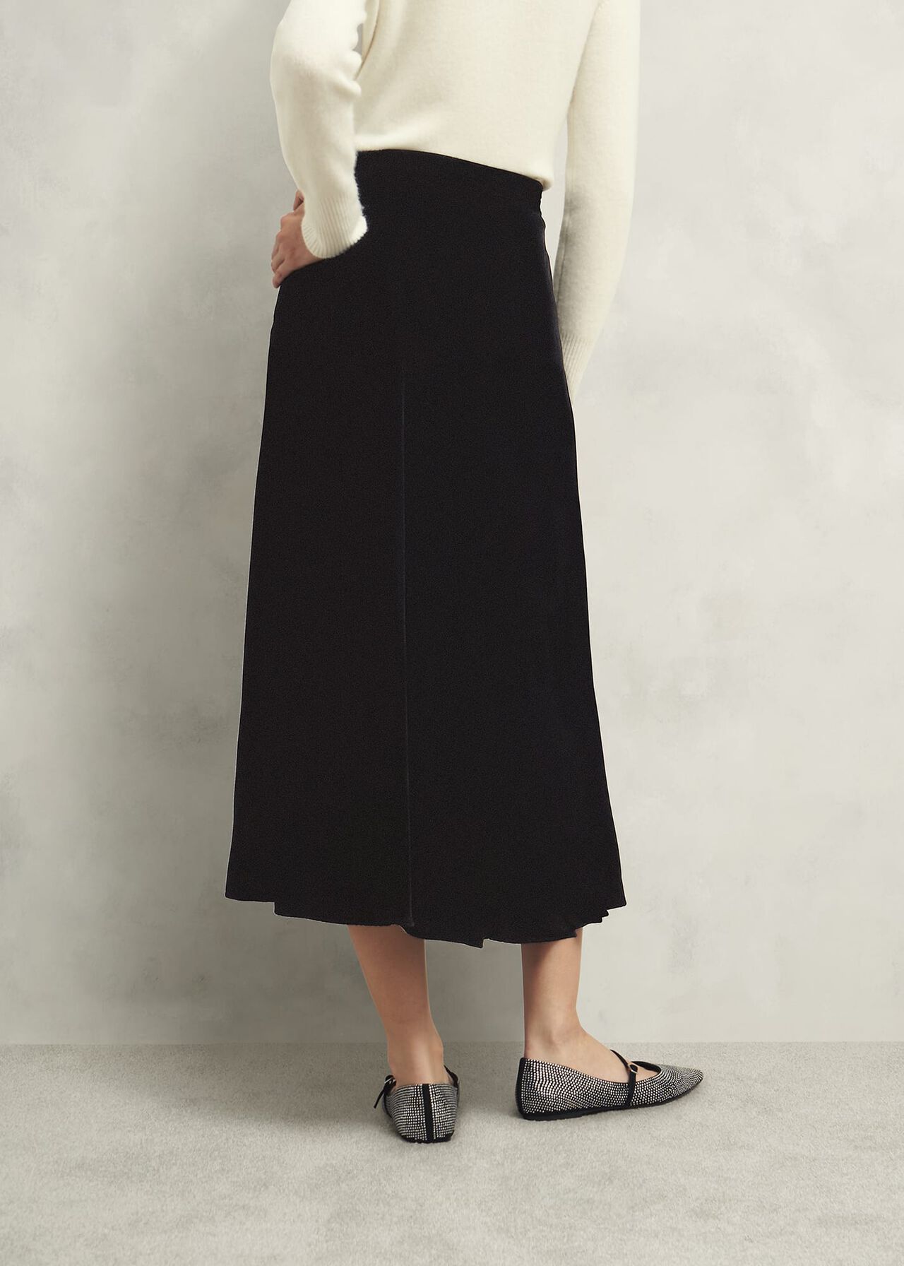 Charteris Velvet Skirt, Black, hi-res