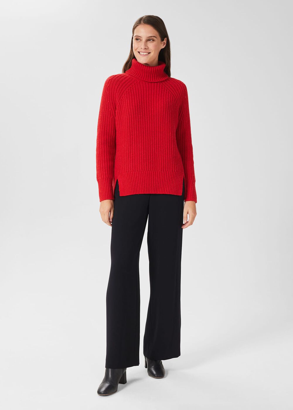 Jaya Wide Leg Trousers, Navy Blue, hi-res