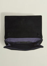 Renata Suede Clutch Bag, Black, hi-res