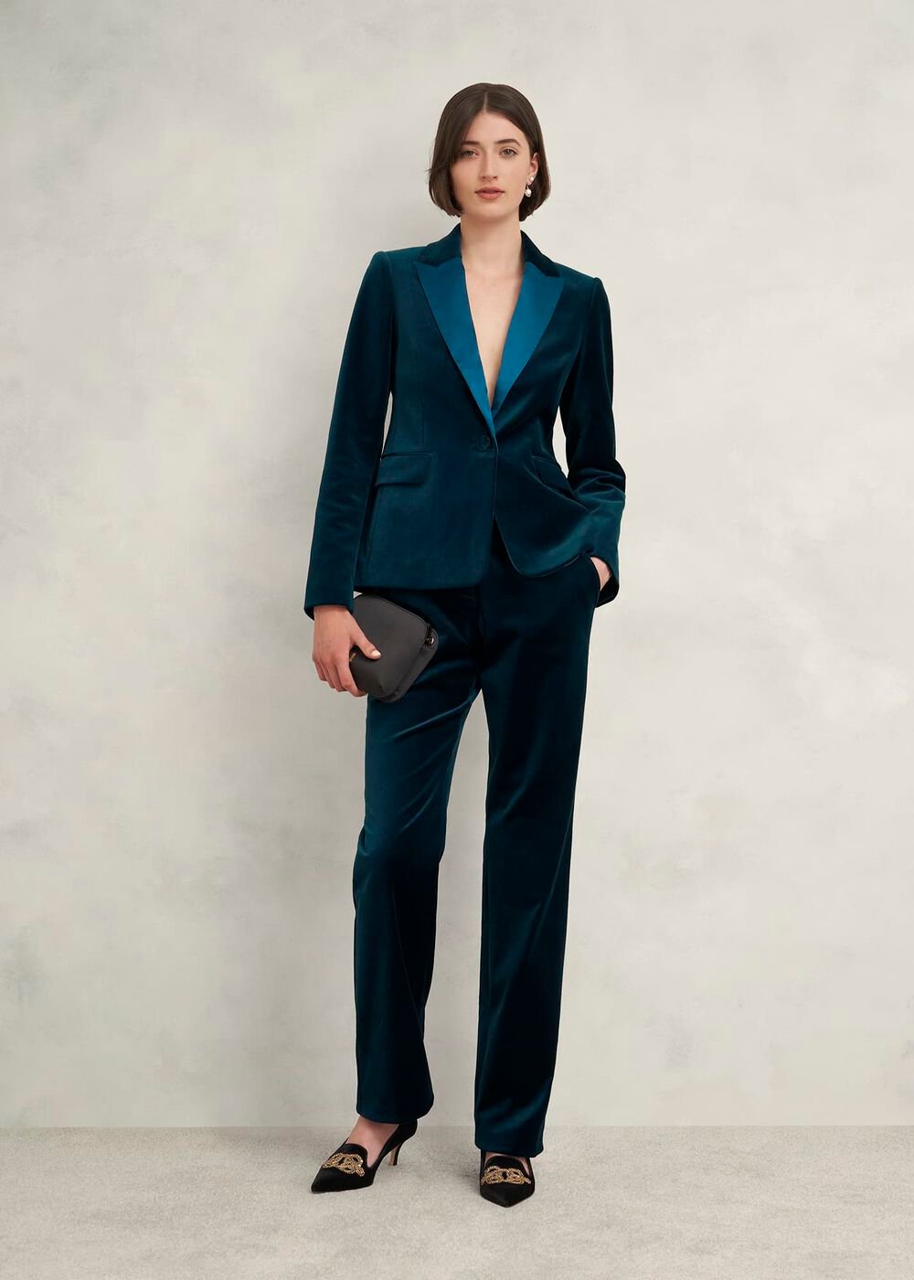 Luna Velvet Straight Pants, Riverside Blue, hi-res