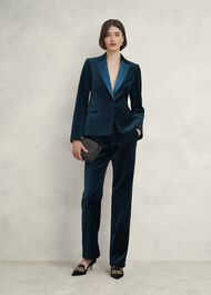 Luna Velvet Straight Pants, Riverside Blue, hi-res