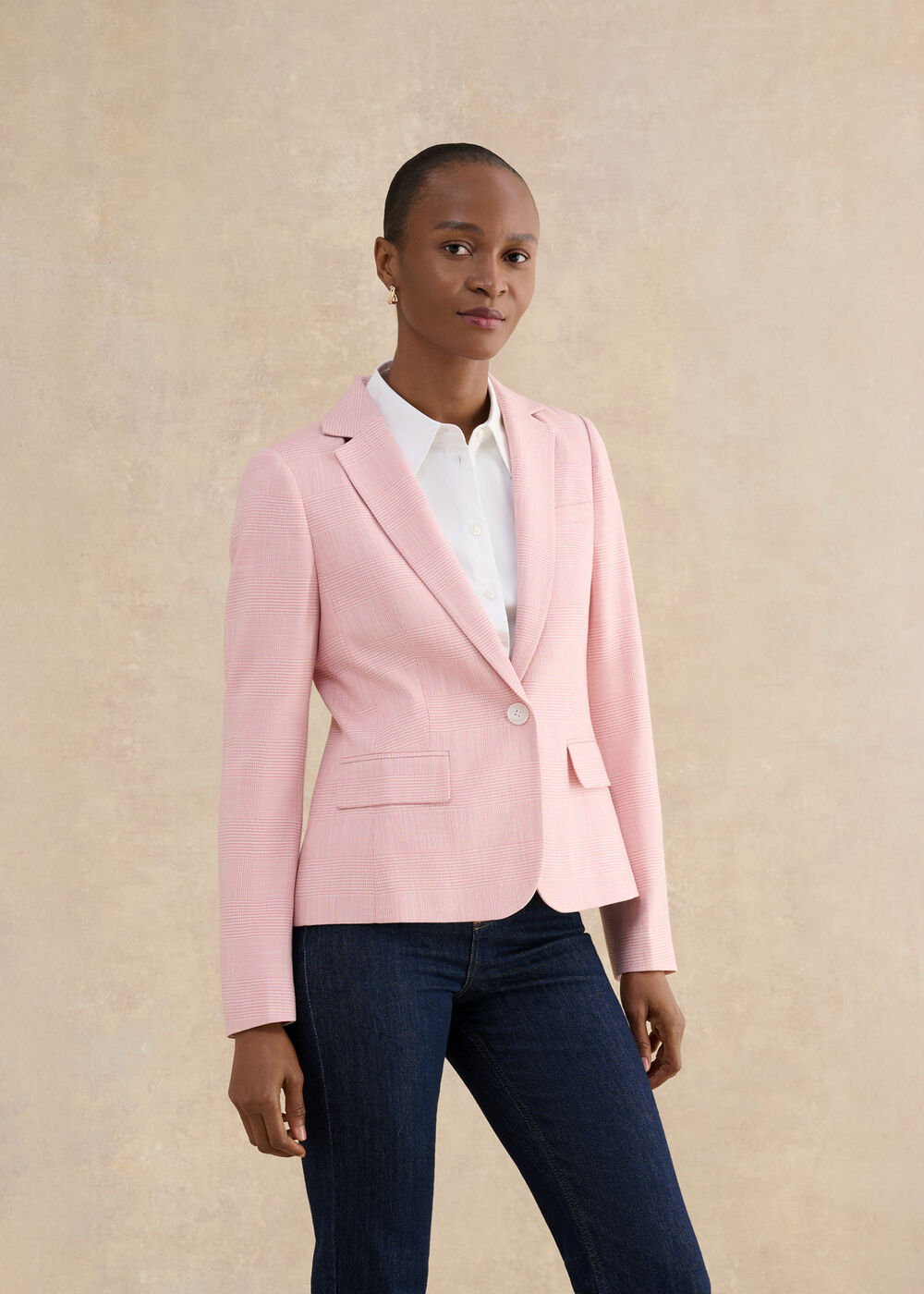 Blake Check Jacket, Pink Ivory, hi-res
