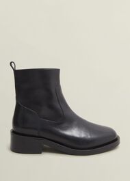 Georgie Leather Ankle Boots, Black, hi-res