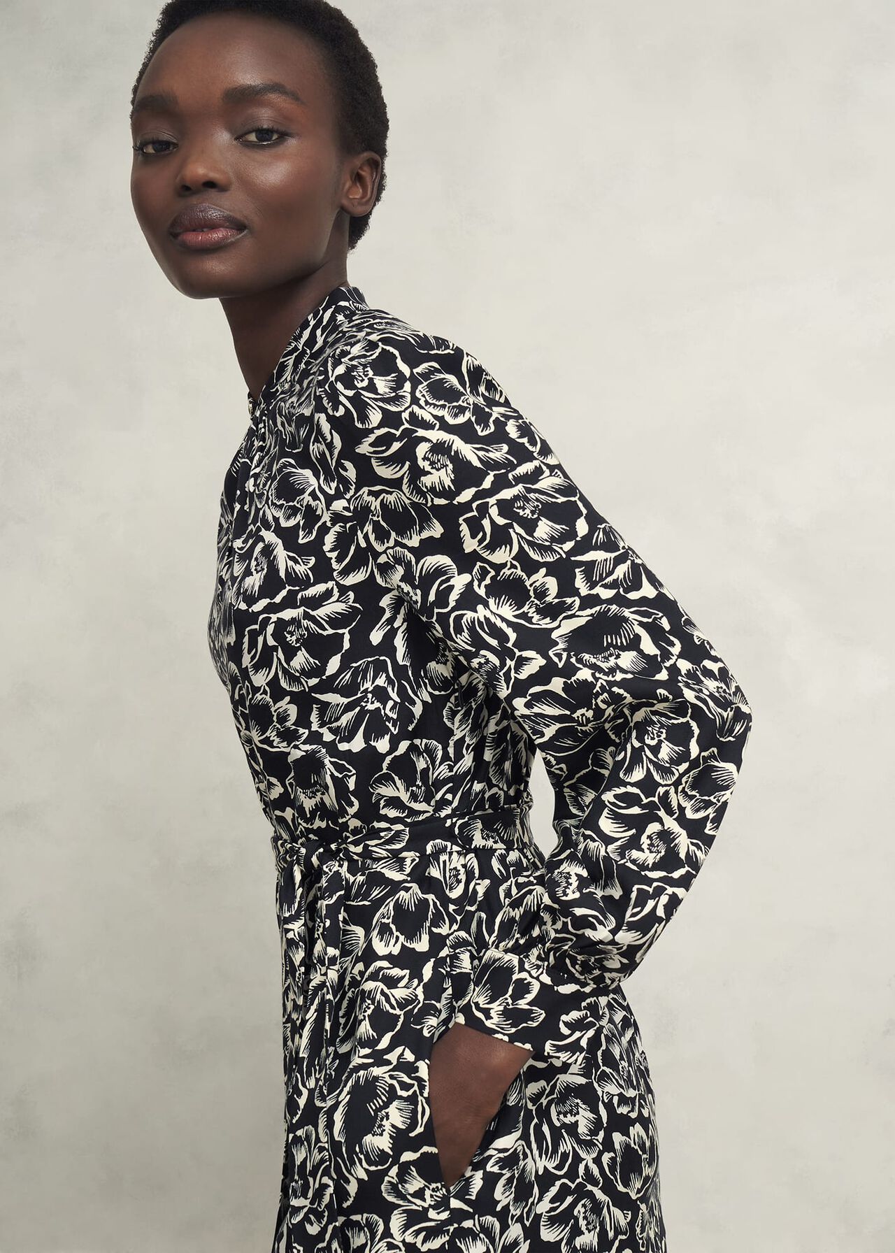 Petite Cynthia Dress, Black Cream, hi-res