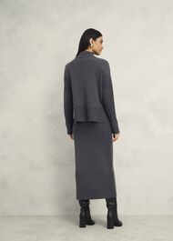 Gaskell Co-Ord Wool Cotton Sweater, Dark Grey Marl, hi-res