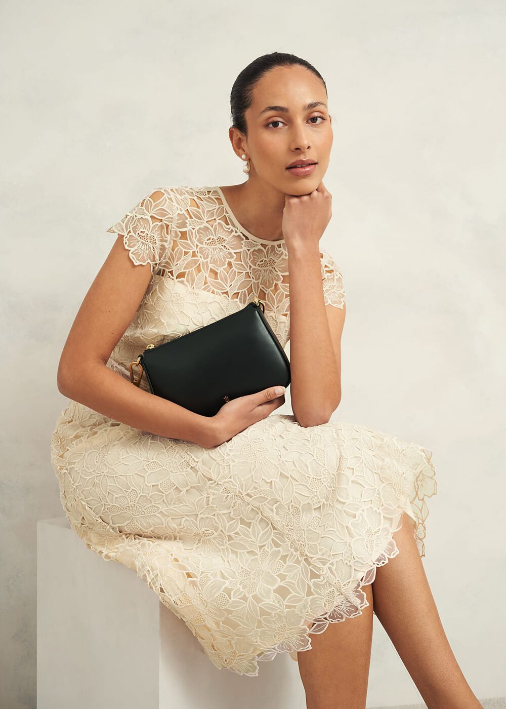 Johanna Lace Dress, Oyster, hi-res