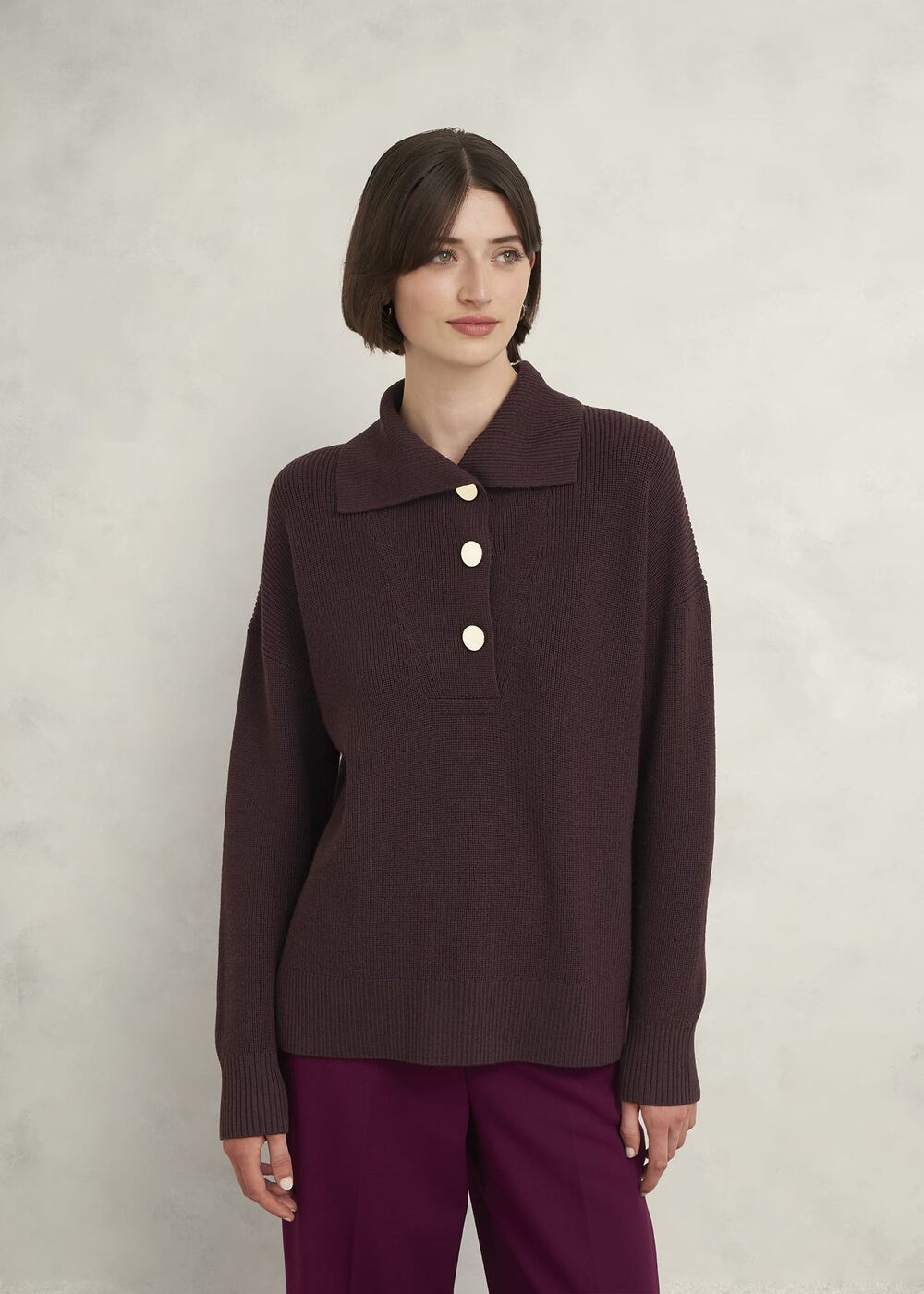 Brenna Merino Wool Sweater , Malbec, hi-res