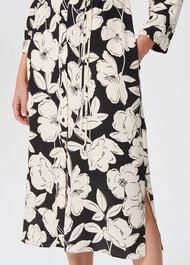Chiara Floral Shirt Dress, Cream Black, hi-res