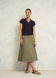 Ariel Cotton Knitted Top, Hobbs Navy, hi-res