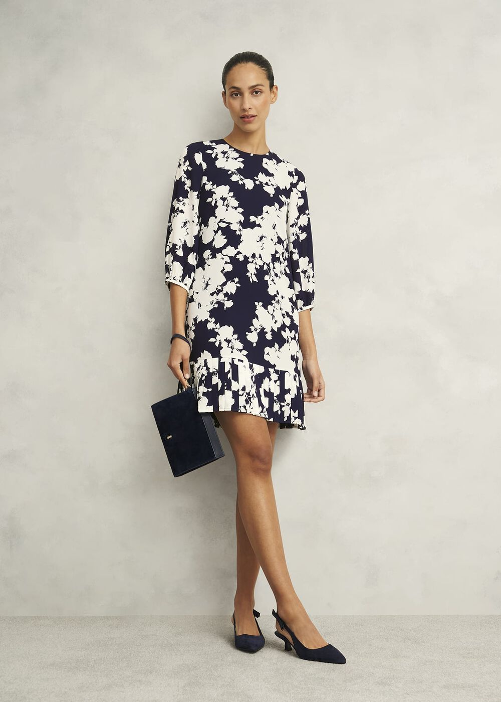Petite Liana Floral Dress, Midnight Ivory, hi-res