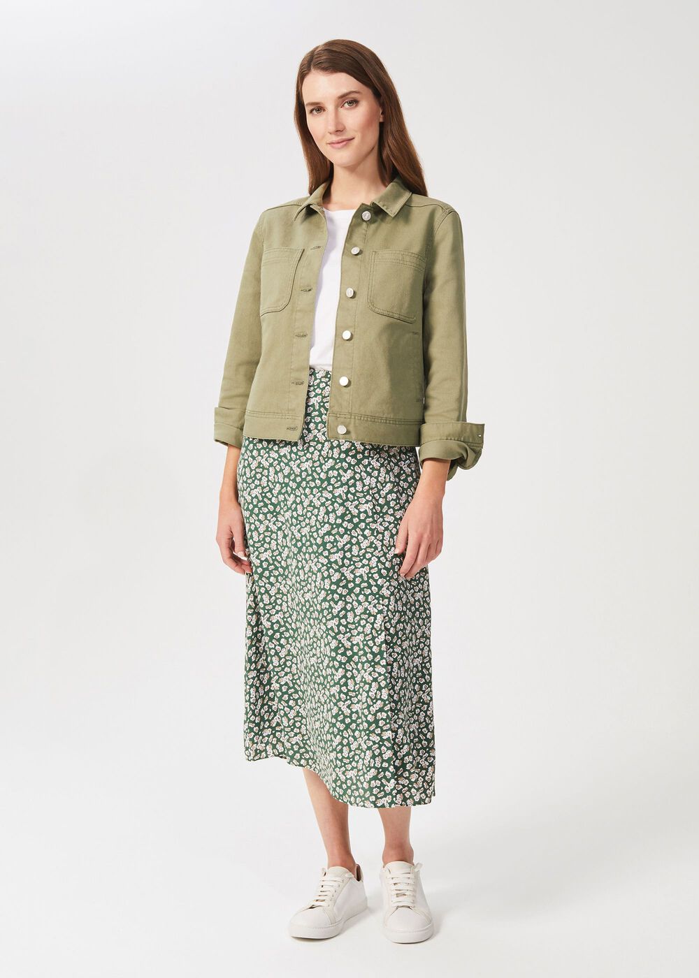 Annette Floral Midi Skirt, Green Multi, hi-res