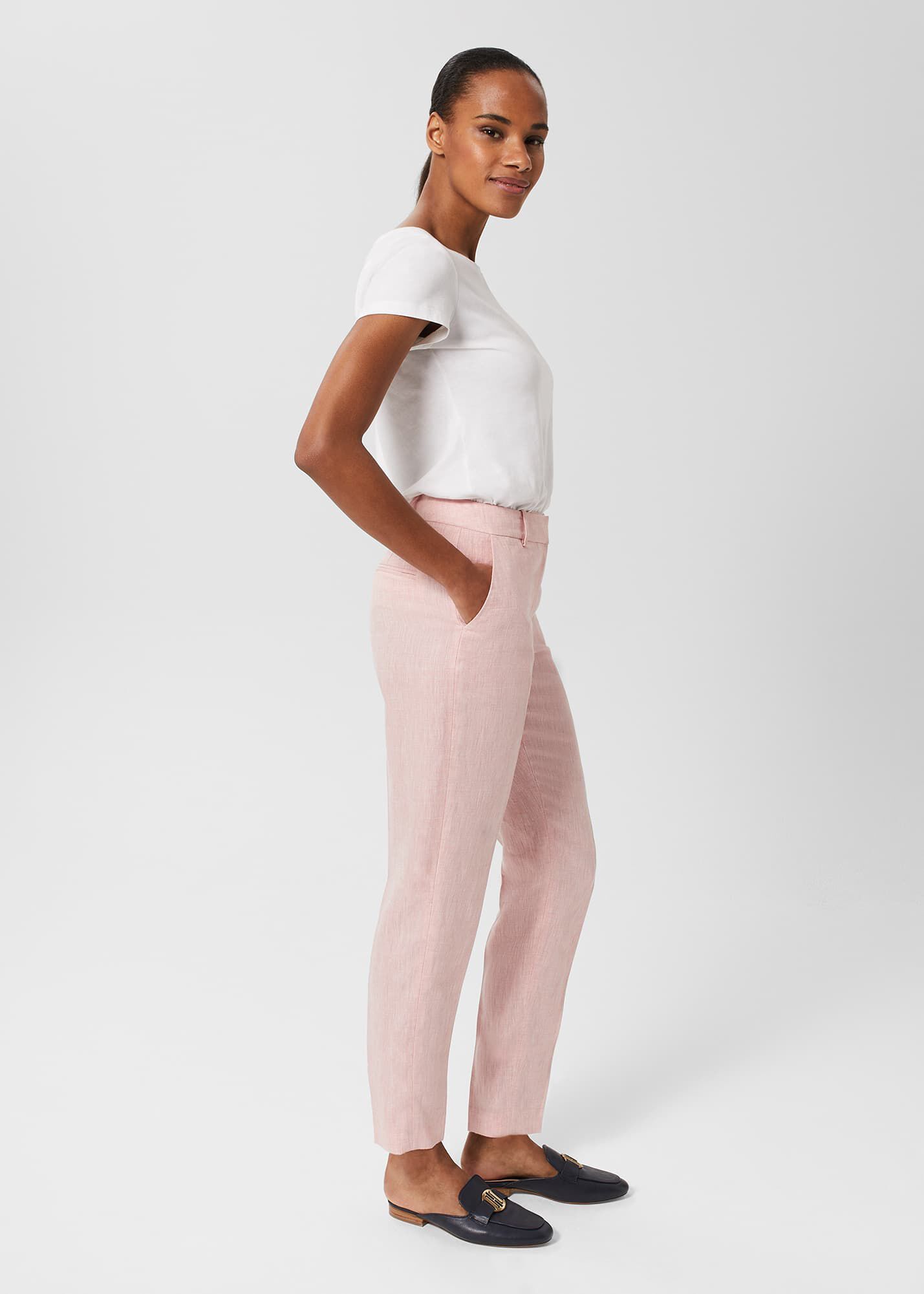 Buy HERE&NOW Women Pink Mid Rise Easy Wash Cropped Cotton Straight Fit  Trousers - Trousers for Women 23022740 | Myntra