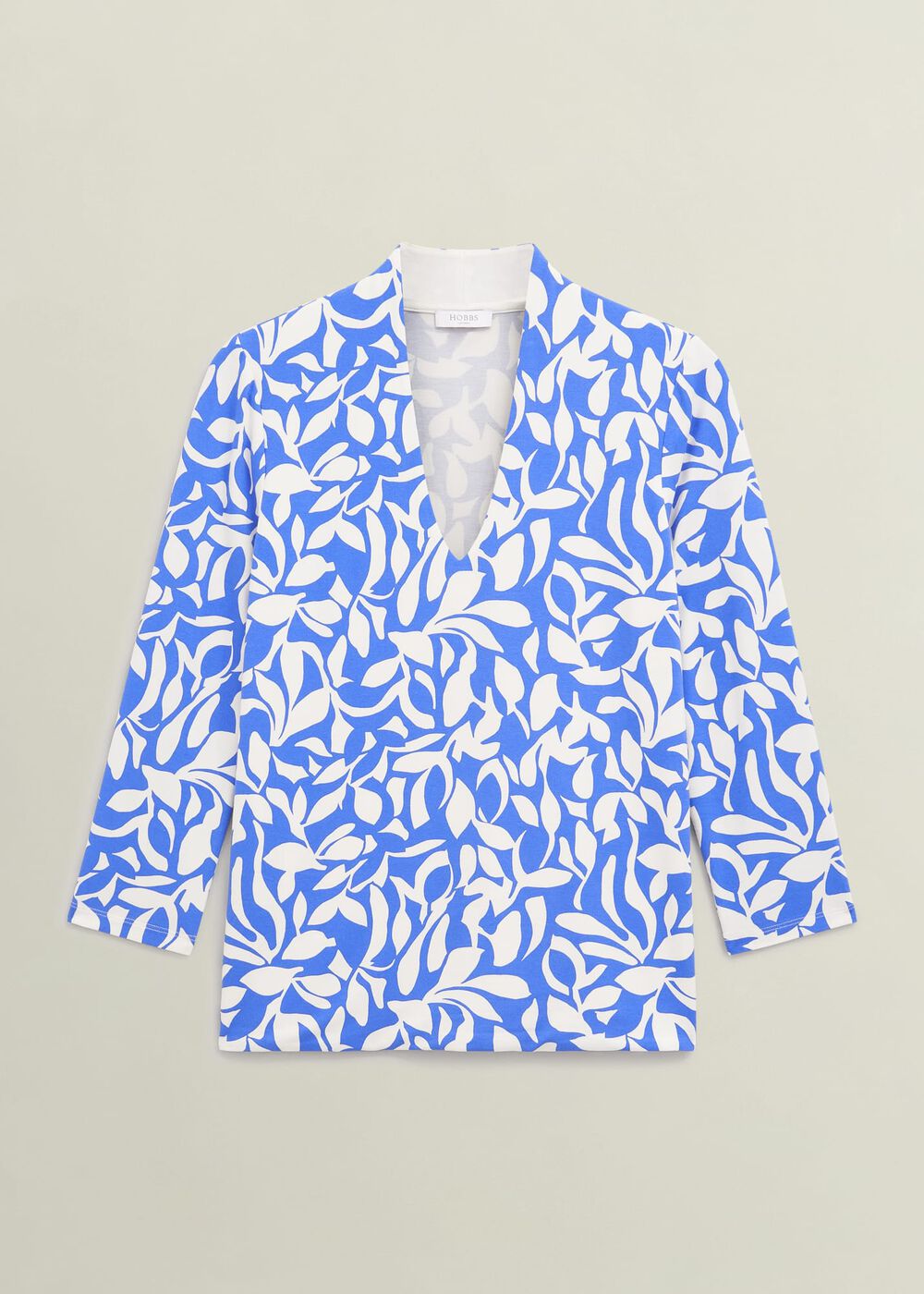 Aimee Printed Top, Blue Ivory, hi-res
