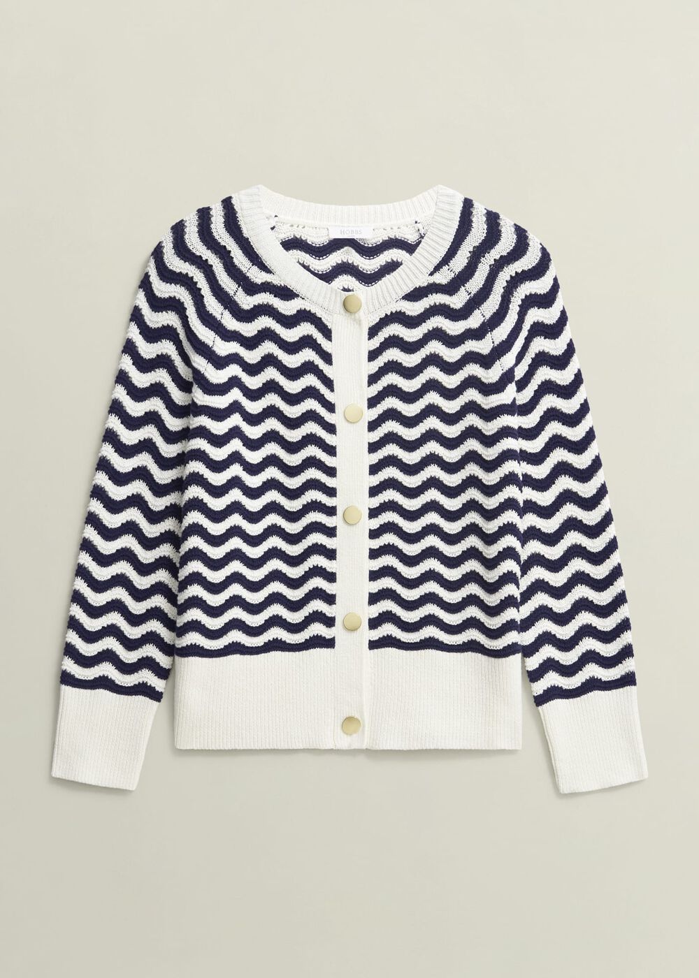 Lulu Cotton Cardigan, Navy Warm Ivory, hi-res