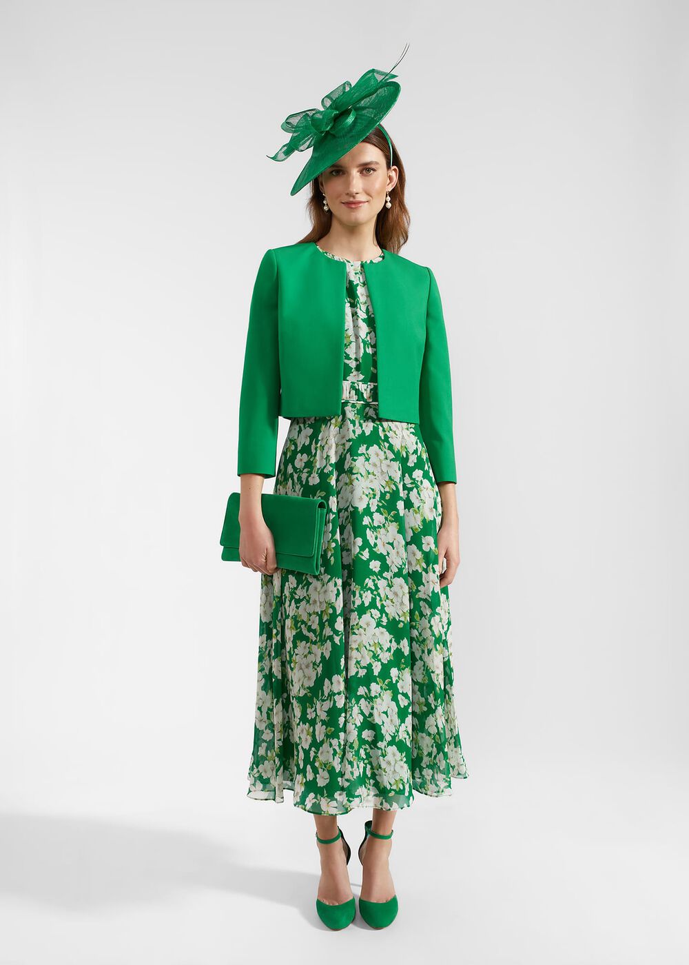 Petite Bronwyn Silk Dress, Green Multi, hi-res