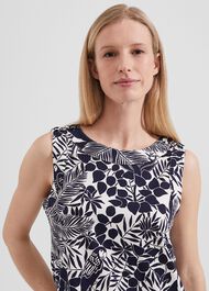 Maddy Printed Top, Ivory Navy, hi-res