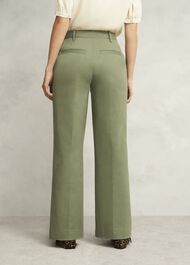 Dark Sage Green Kayley Cotton Trousers, Dark Sage, hi-res