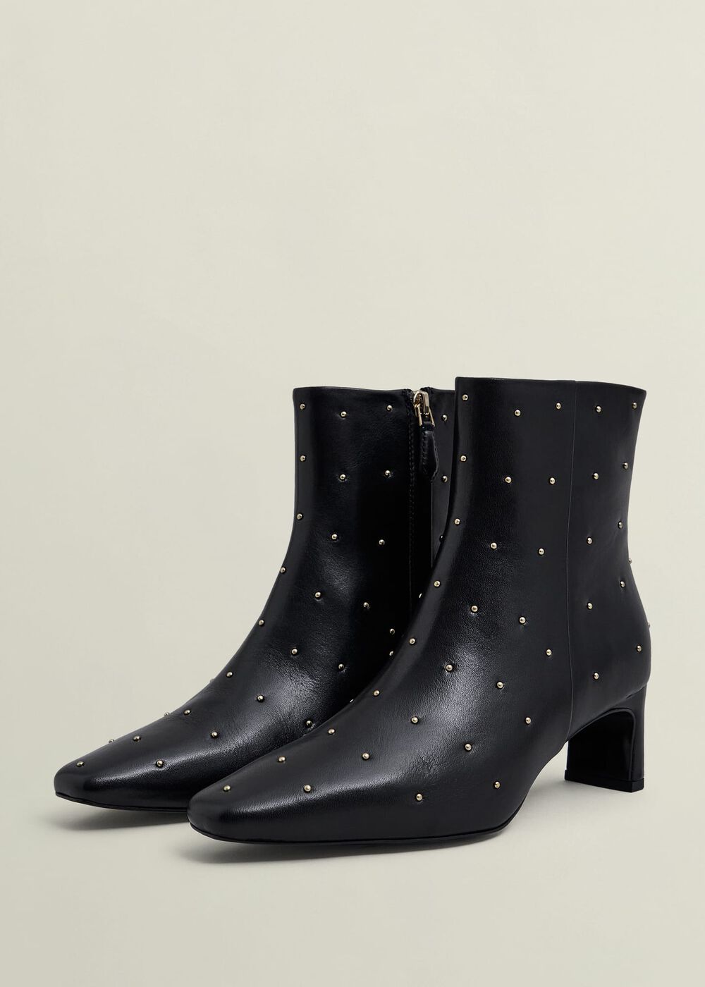 Isla Studded Leather Ankle Boots, Black, hi-res
