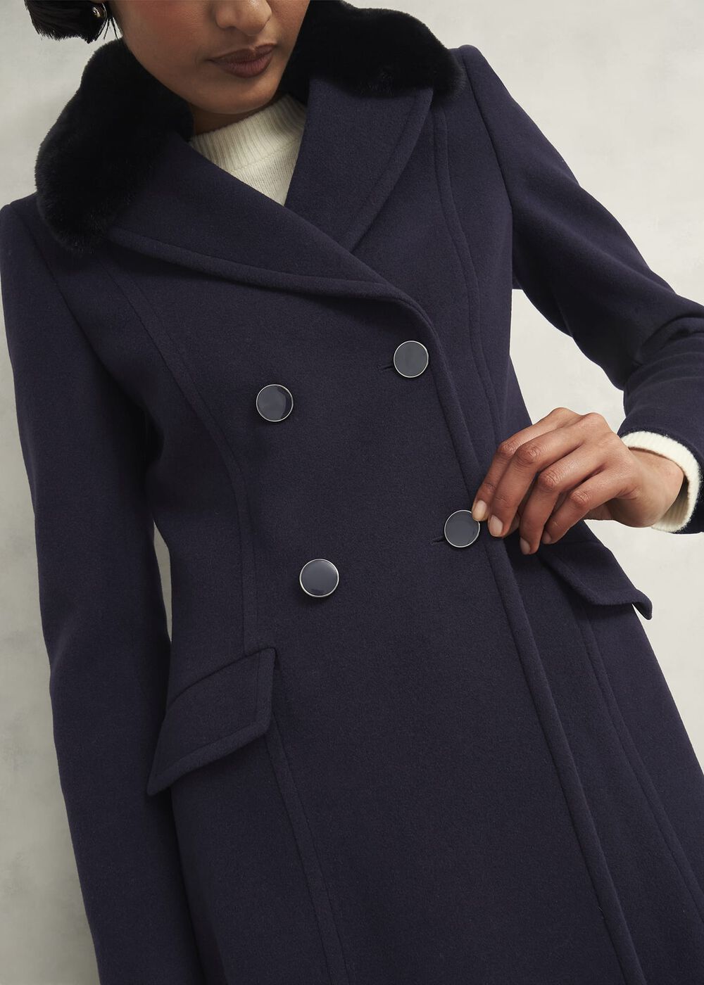 Marlene Wool Blend Coat, Navy, hi-res