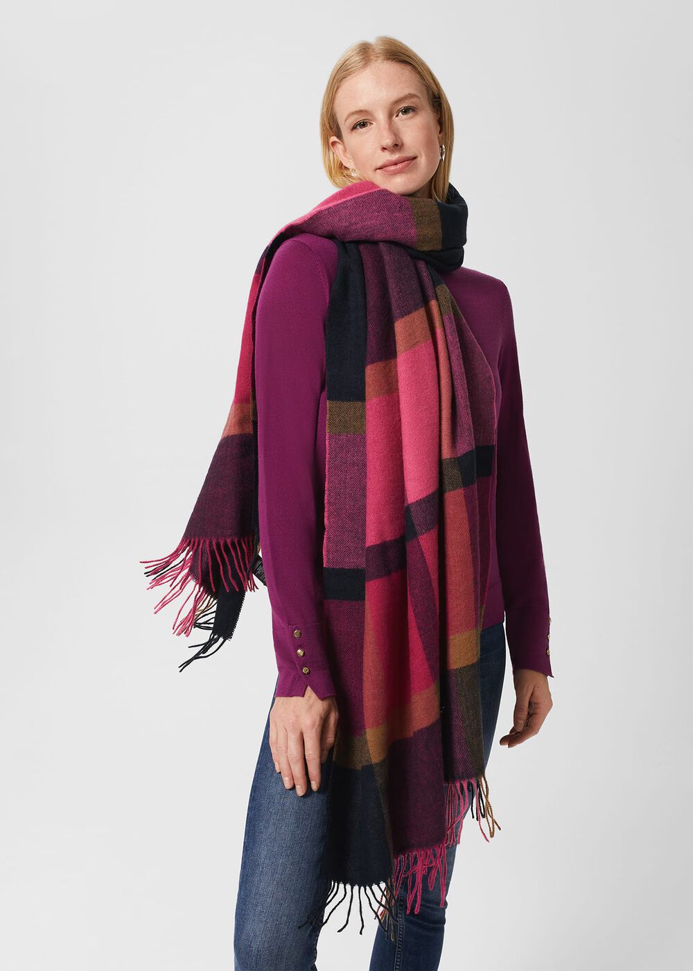 Elsa Scarf, Navy, hi-res