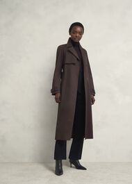 Willow Cotton Trench, Chocolate, hi-res