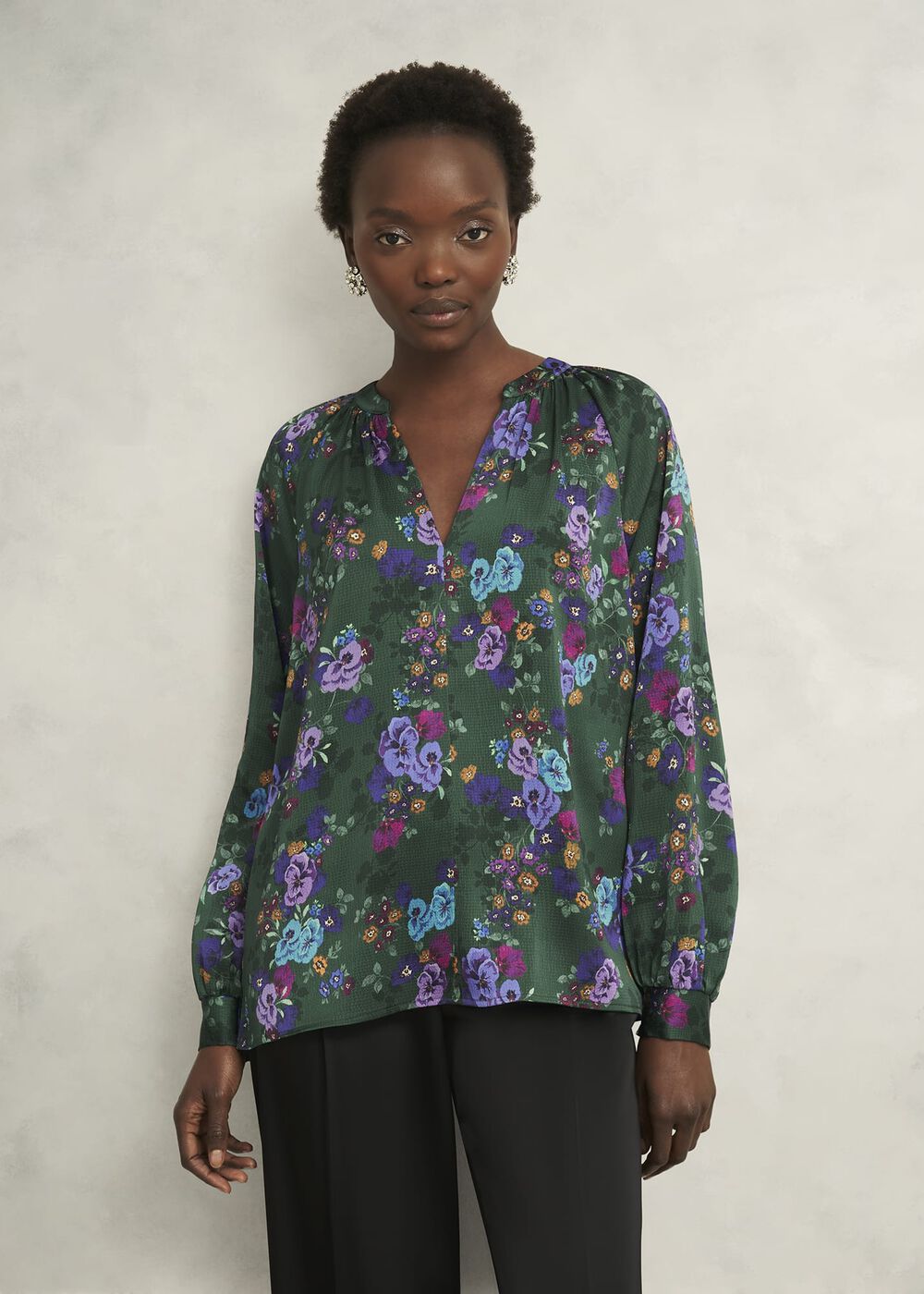 Edna Floral Top, Green Multi, hi-res