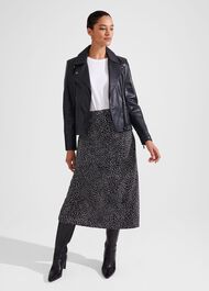 Jas Satin Skirt, Black Ivory, hi-res