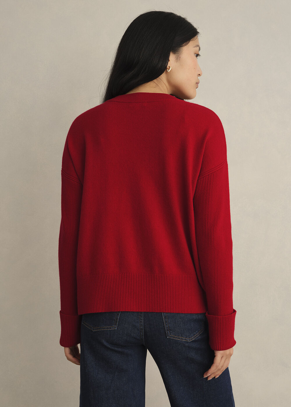 Darla Wool Blend Knitted Jumper, Pomegranate Red, hi-res