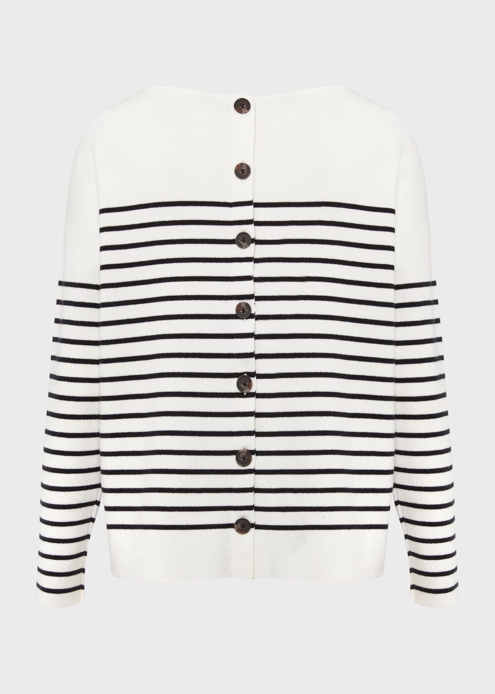 Petra Cotton Striped Sweater, Ivory Navy, hi-res