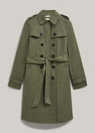 Petite Skylar Shower Resistant Trench Coat, Olive Green, hi-res