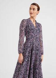 Petite Aurora Fit And Flare Dress, Navy Multi, hi-res