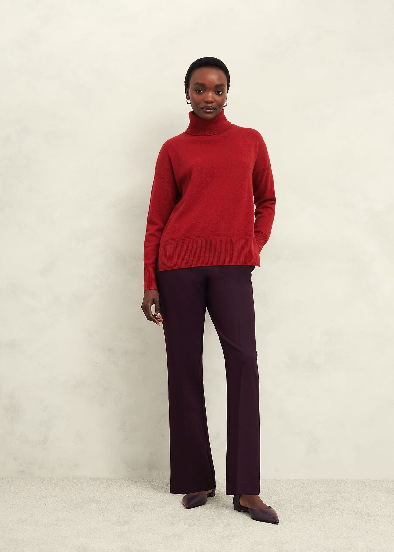 Delora Cashmere Roll Neck Sweater, Pomegranate Red, hi-res