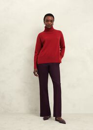 Delora Cashmere Roll Neck Sweater, Pomegranate Red, hi-res