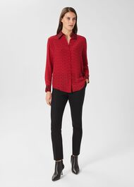 Eva Silk Shirt, Red Black, hi-res